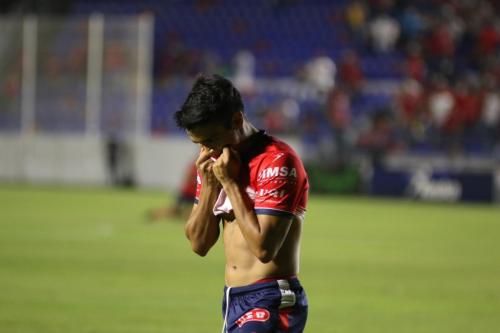 Reacción de Guamerú García después de casi meter gol.
